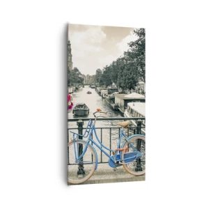 Lærredstryk - Billede på lærred - Farverne i Amsterdams gader - 65x120 cm