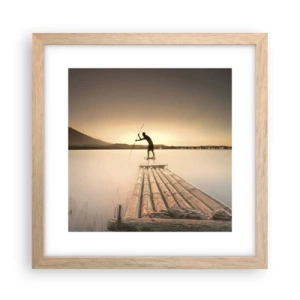 Plakat i ramme af lyst egetræ - Før du hviler - 30x30 cm