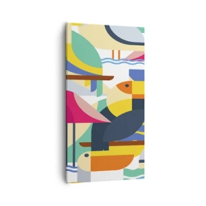 Lærredstryk - Billede på lærred - Fuglefest - 55x100 cm