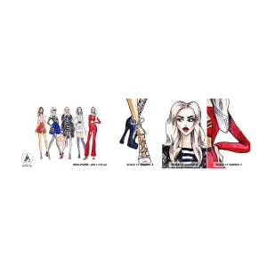 Prøve Fototapet Selvklæbende Deluxe Sticker - Every week Fashion Week - Kvinde, Mode, Model - 100x30 cm