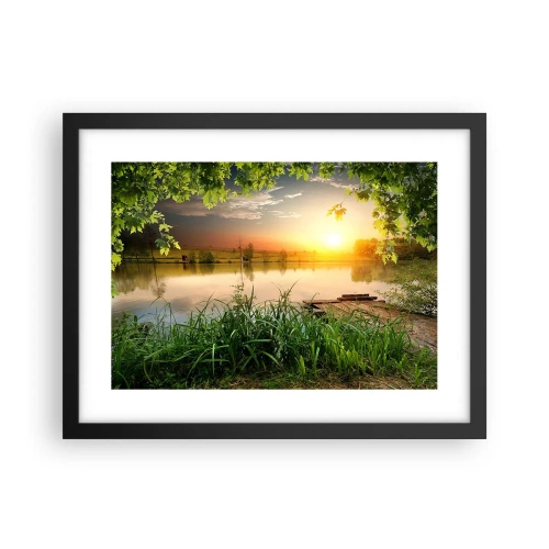Plakat i sort ramme - Landskab i en grøn ramme - 40x30 cm