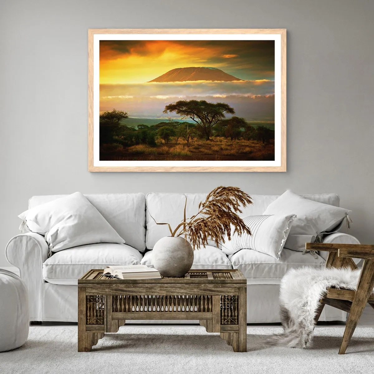 Plakat i ramme af lyst egetræ - En rejsendes drøm - 40x30 cm