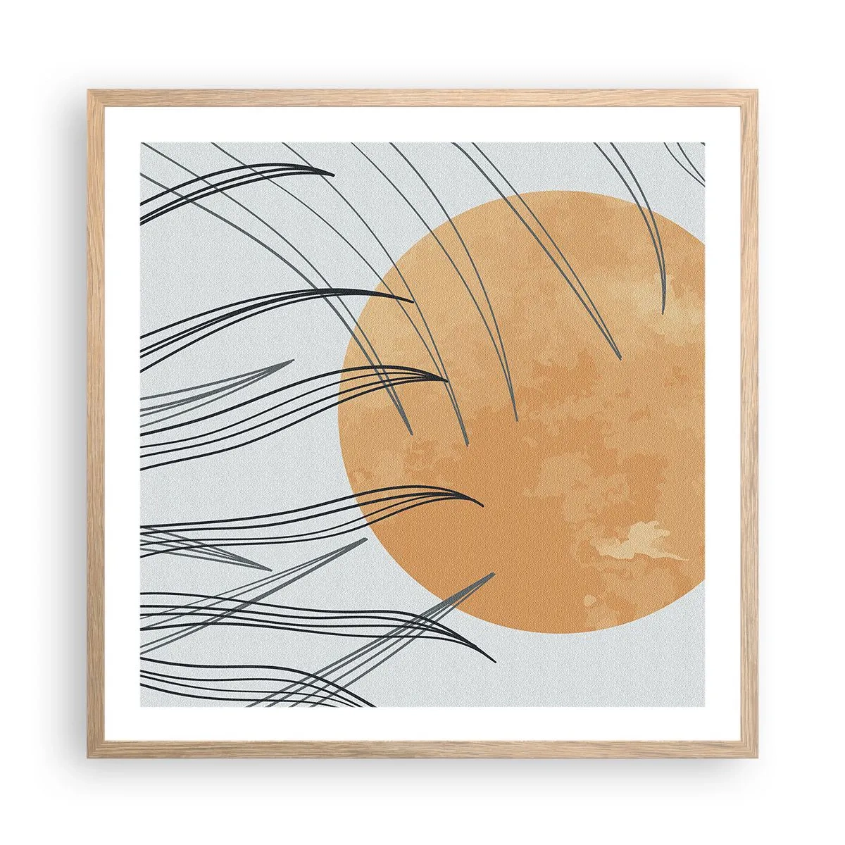 Plakat i ramme af lyst egetræ - Altid mod solen - 60x60 cm