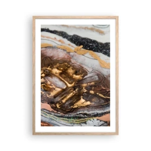 Plakat i ramme af lyst egetræ - Jord element - 50x70 cm