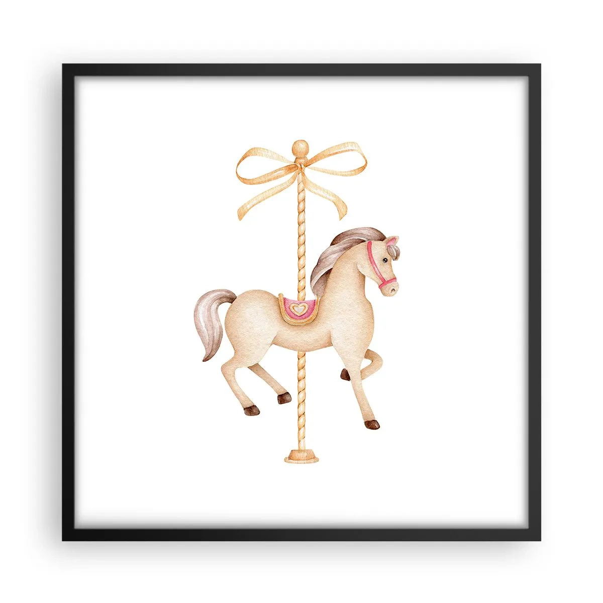 Plakat i sort ramme - Med et yndefuldt trav - 50x50 cm
