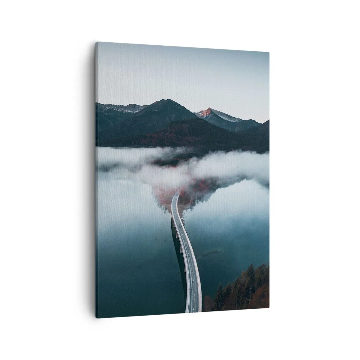 Lærredstryk - Billede på lærred - Over vand så glat som et spejl - 50x70 cm