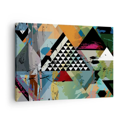 Lærredstryk - Billede på lærred - En abstrakt komposition af geometriske former og farver. - 70x50cm - Hvor enkelt - Moderne vægdekoration til stue og soveværelse ARTTOR