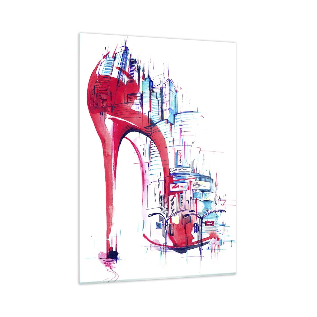 Billede på glas - Elegant kvinde fra storbyen - 50x70 cm