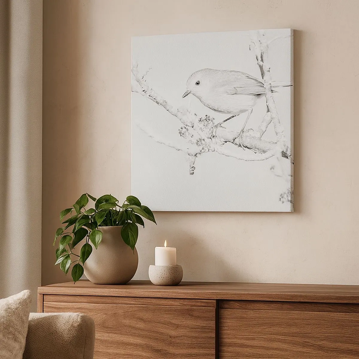 Lærredstryk - Billede på lærred - Vintermorgen - 30x30 cm