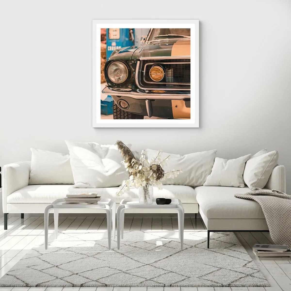 Plakat i hvid ramme - Møde med en legende - 40x40 cm