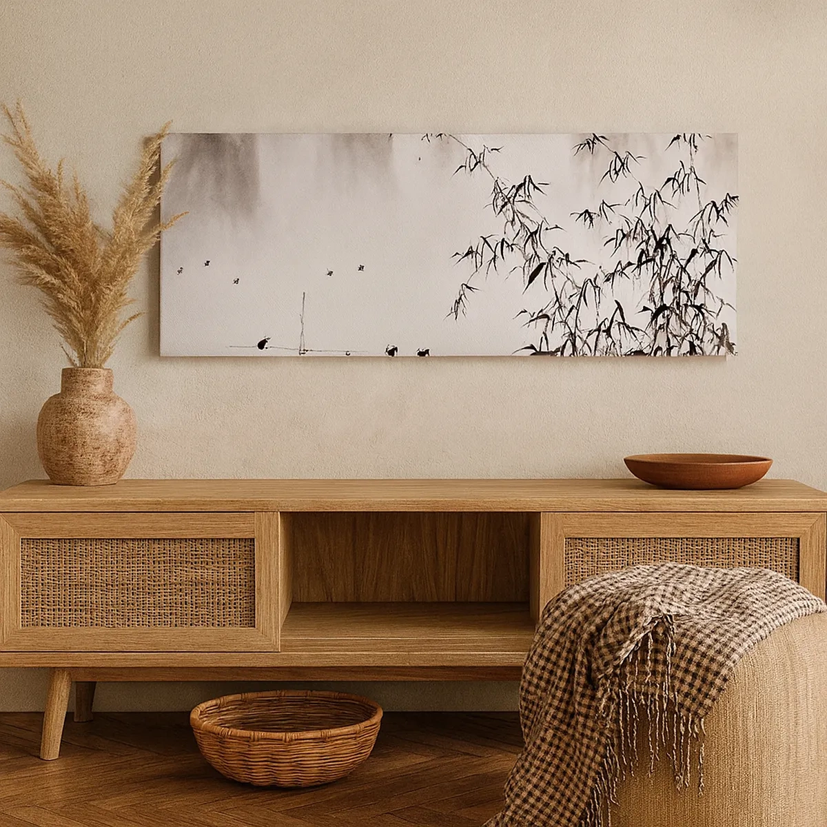 Lærredstryk - Billede på lærred - Stilhed i rismarkerne - 30x30 cm