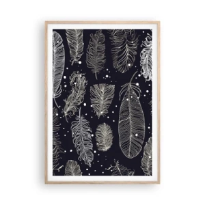 Plakat i ramme af lyst egetræ - Fjerede blonder - 70x100 cm