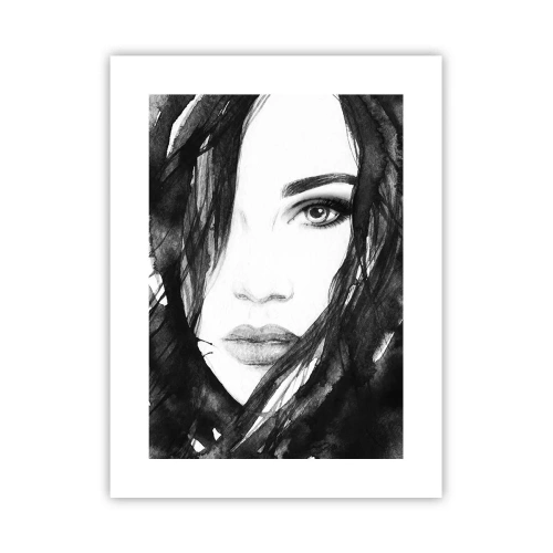 Plakat - Portræt af en dame i sort og hvidt - 30x40 cm