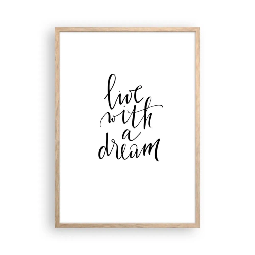 Plakat i ramme af lyst egetræ - Of course - 50x70 cm