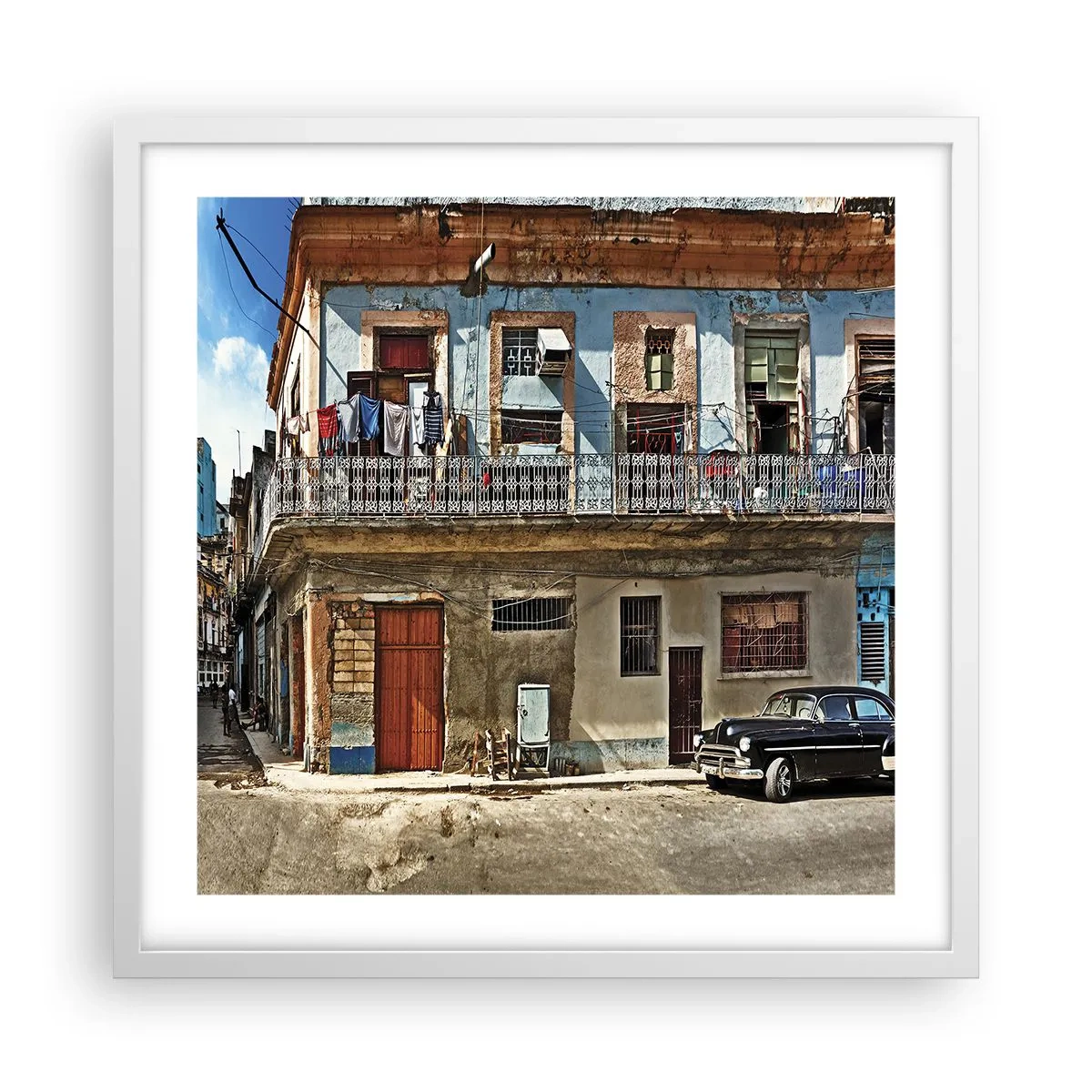 Plakat i hvid ramme - Havana stemning - 50x50 cm