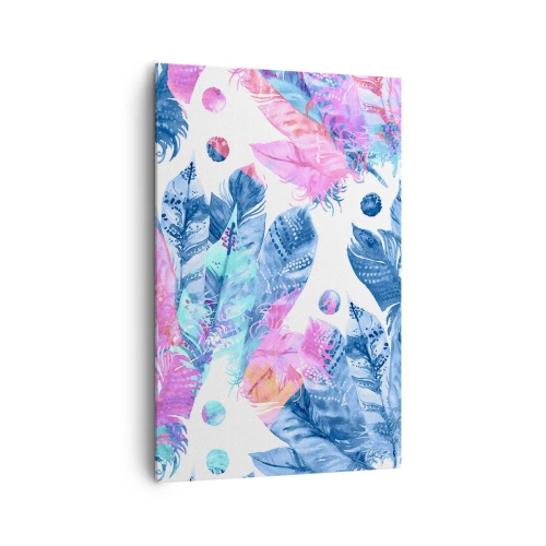 Lærredstryk - Billede på lærred - Plys i lyserød og blå - 80x120 cm