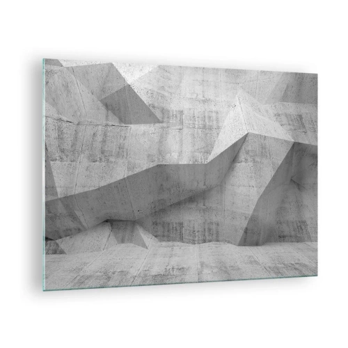 Billede på glas - Geometrisk betonstruktur i grå nuancer - 70x50cm - En ægte udfordring - Moderne vægdekoration til stue og soveværelse ARTTOR