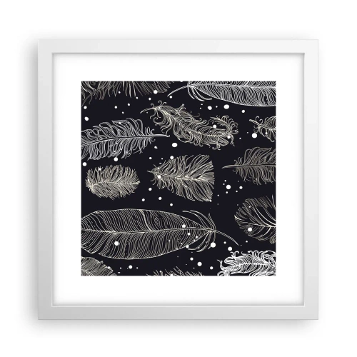 Plakat i hvid ramme - Fjerede blonder - 30x30 cm