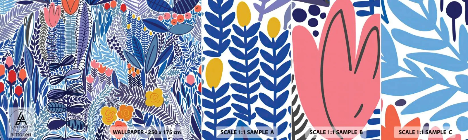 Fototapet Prøve Standard Eco - Hawaiiansk have - Blomster, Blade, Eng - 100x30 cm