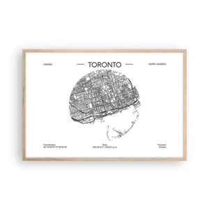 Plakat i ramme af lyst egetræ - Anatomi af Toronto - 91x61 cm
