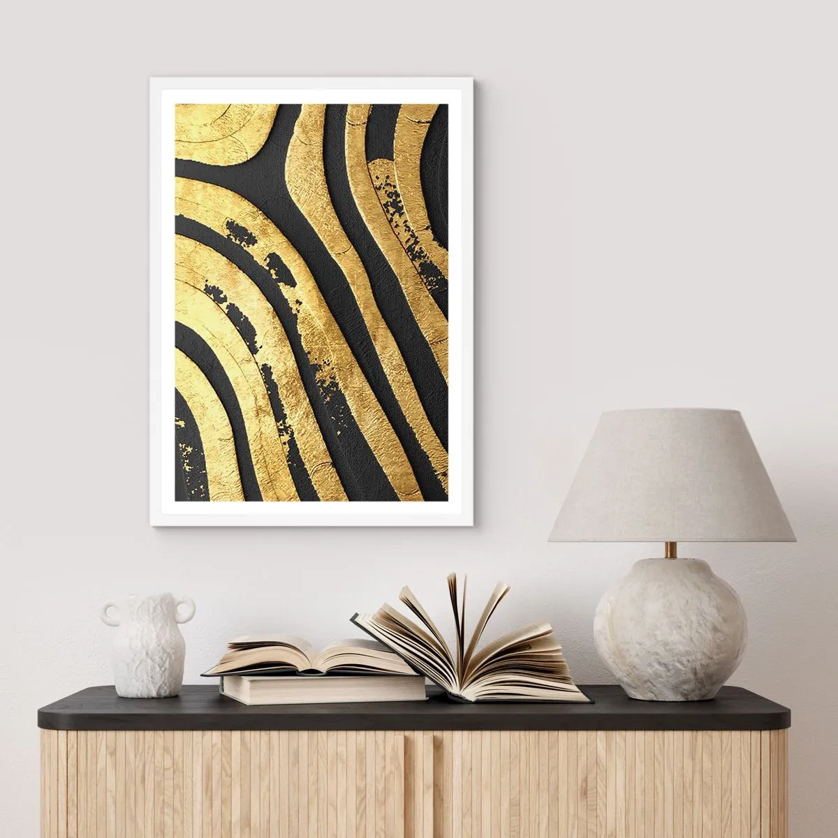 Plakat i hvid ramme - Alt flyder - 40x50 cm