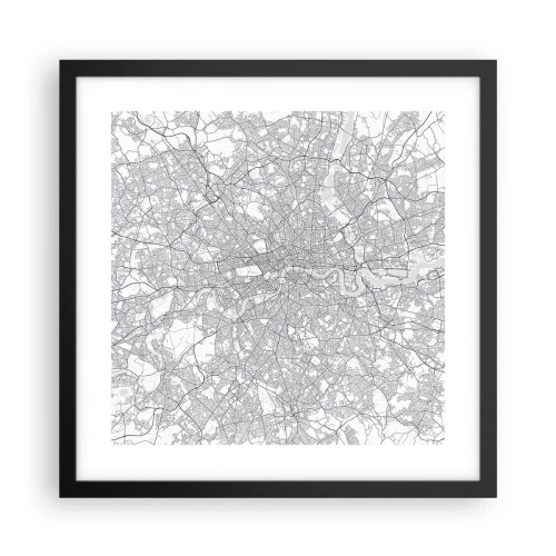 Plakat i sort ramme - Kort over Londons labyrint - 40x40 cm