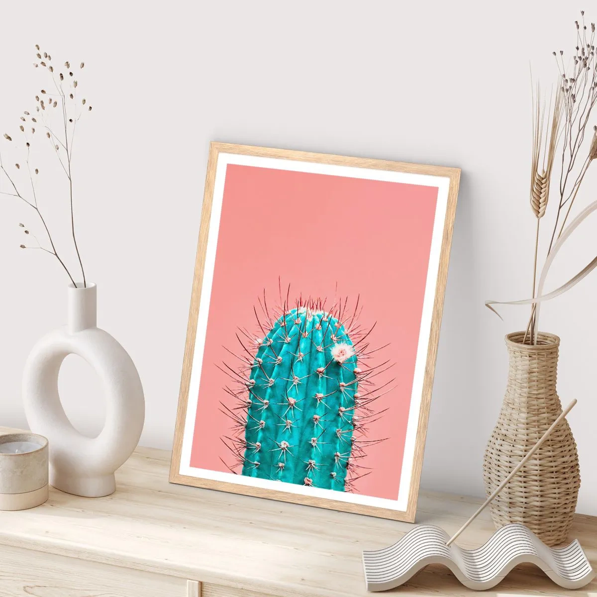 Plakat i ramme af lyst egetræ - Bare se - 70x100 cm