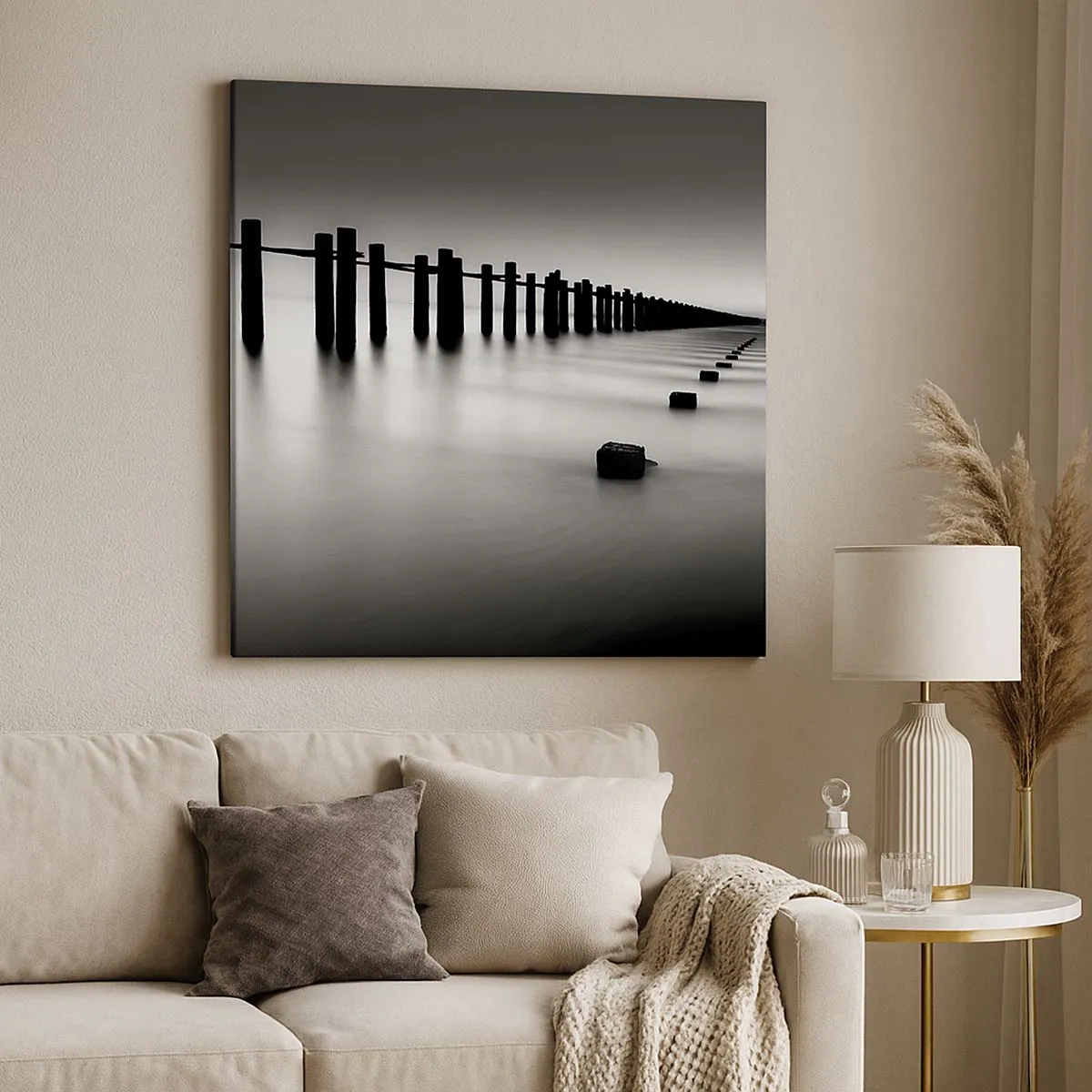 Lærredstryk - Billede på lærred - Grå dales i tågen - 30x30 cm