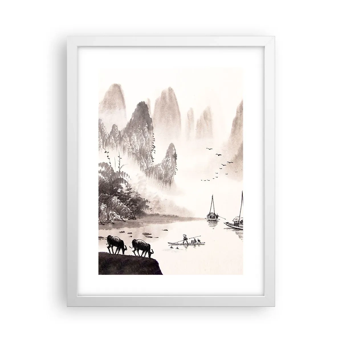 Plakat i hvid ramme - Østens eksotiske hverdag - 30x40 cm