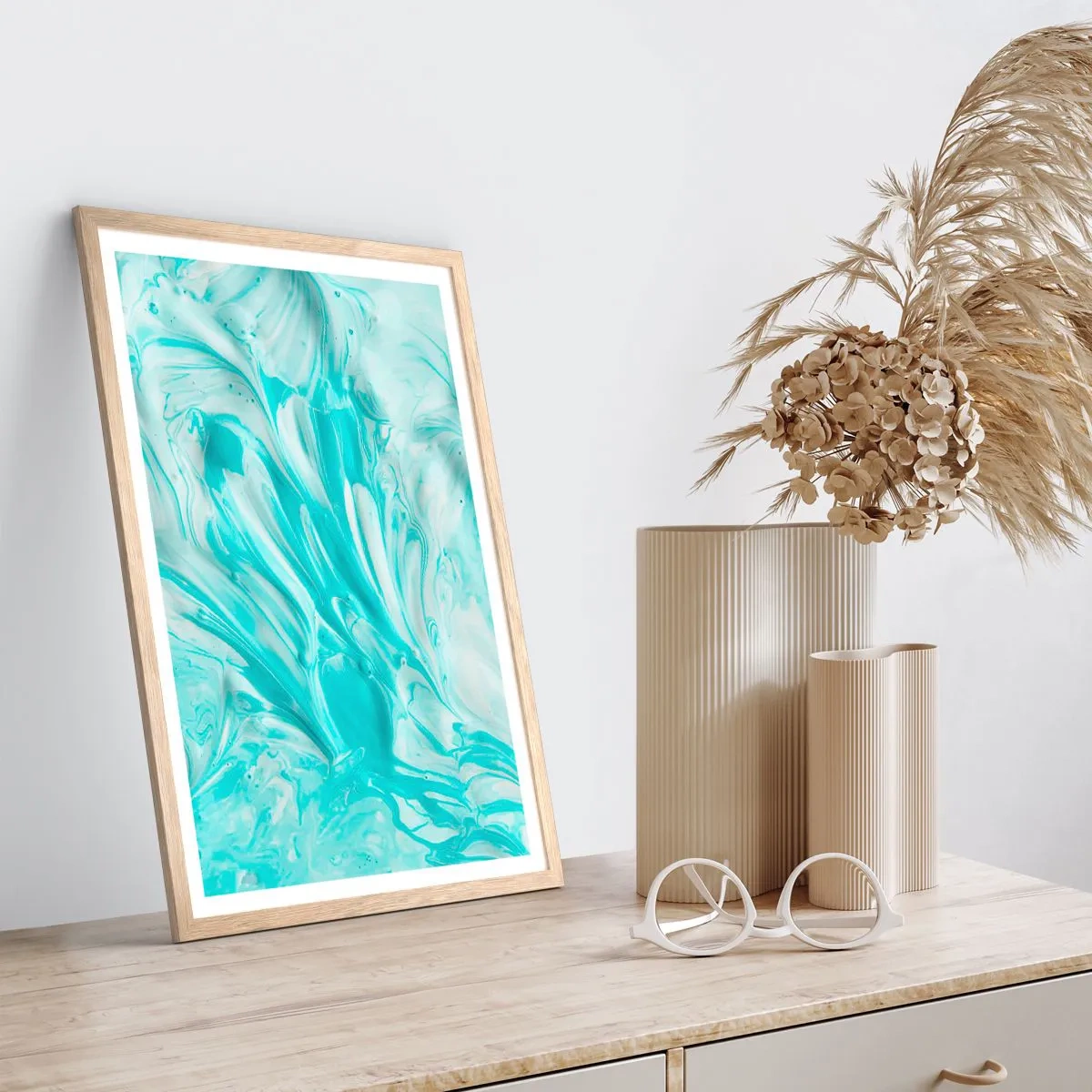 Plakat i ramme af lyst egetræ - For altid sammen - 50x70 cm