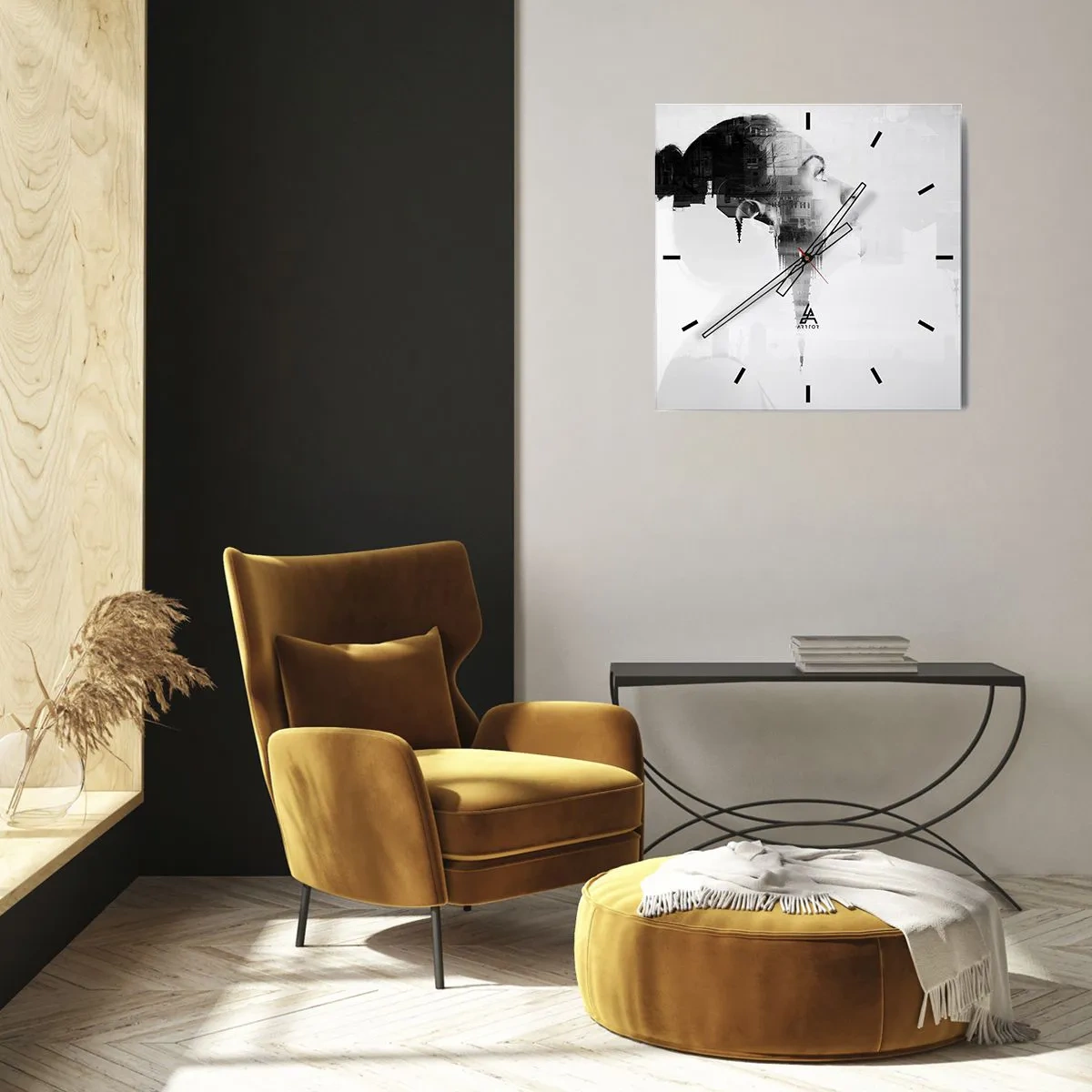 Vægur, Uret - På begge sider af glasset - 40x40 cm