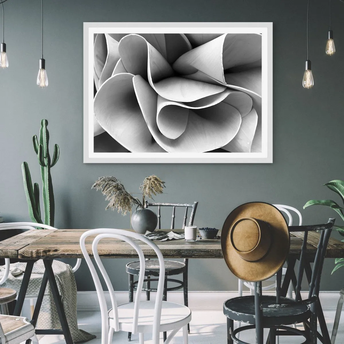 Plakat i hvid ramme - Hvad der sker i rummet - 100x70 cm