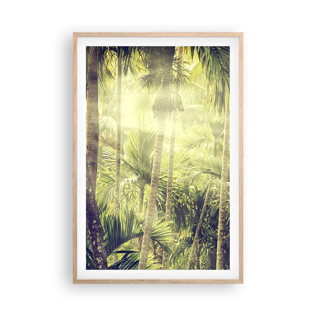 Plakat i ramme af lyst egetræ - I grønne gløder - 61x91 cm