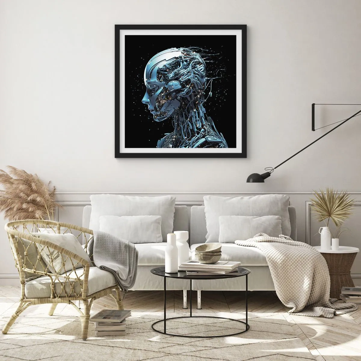 Plakat i sort ramme - Teknologi er en kvinde - 50x50 cm