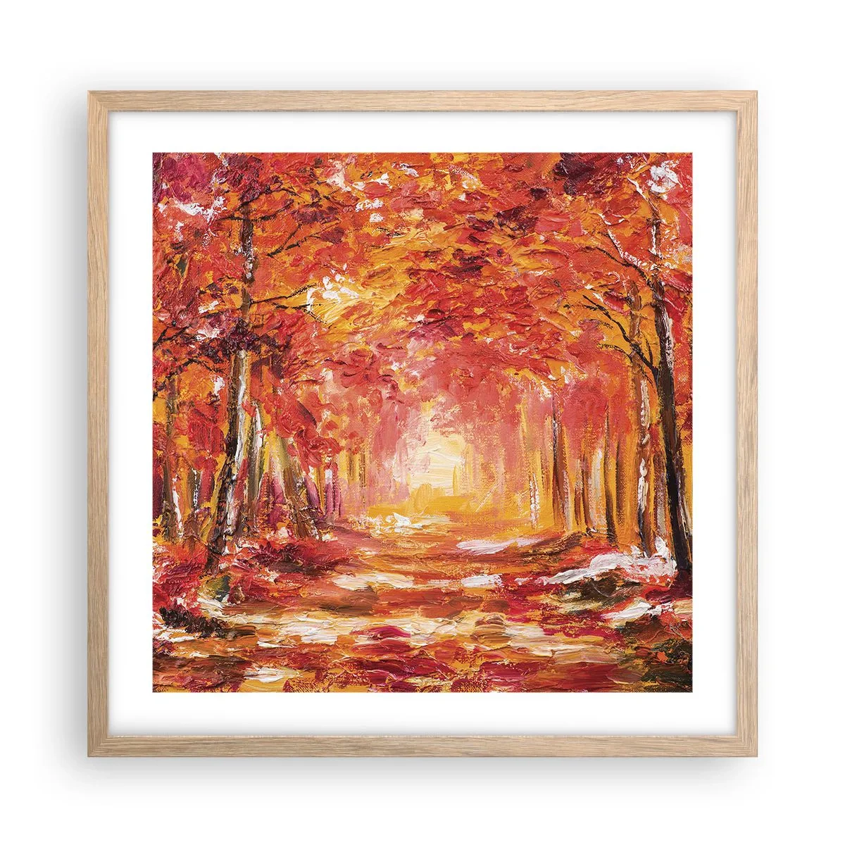 Plakat i ramme af lyst egetræ - Kobberskov - 50x50 cm