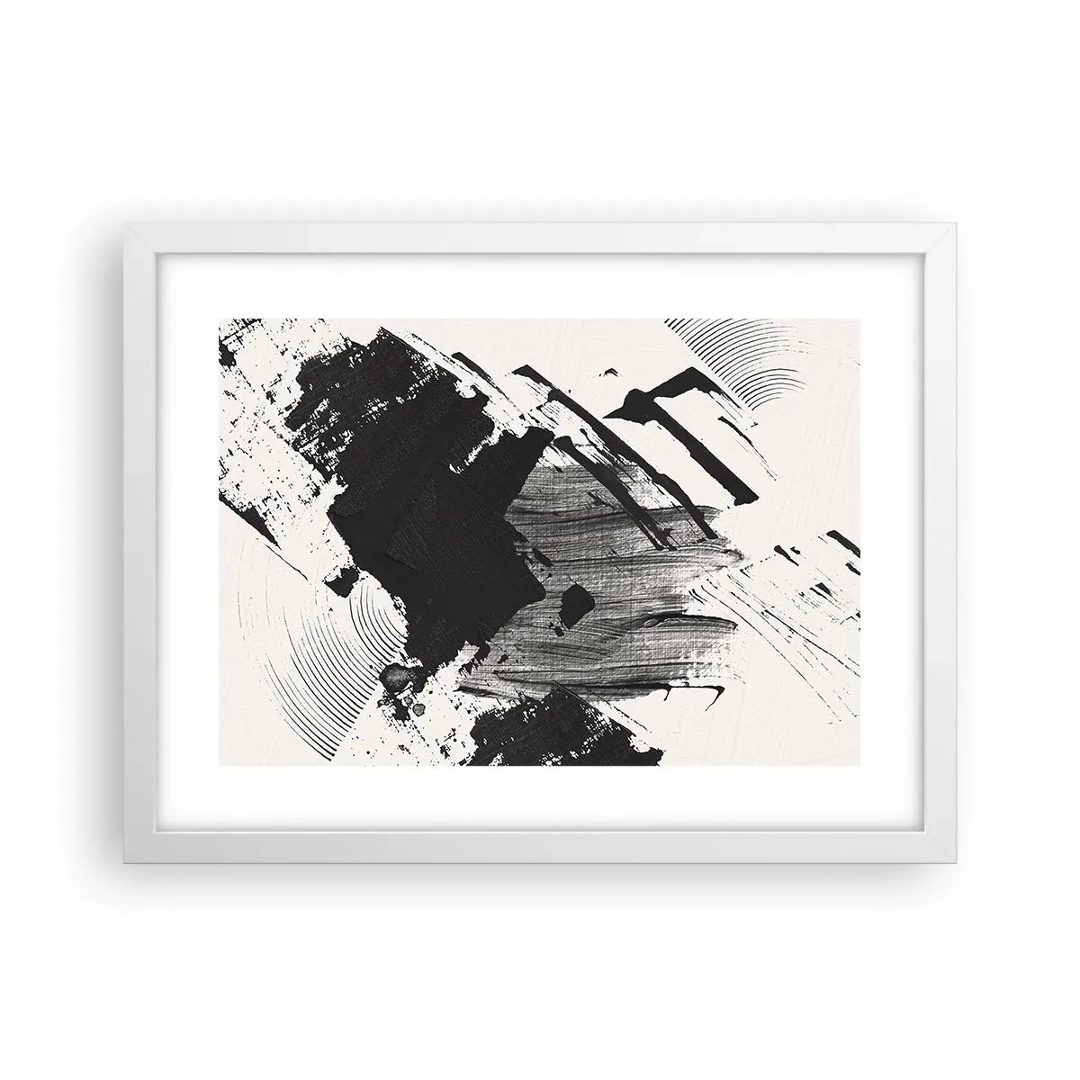 Plakat i hvid ramme - Abstraktion - det sortes udtryk - 40x30 cm