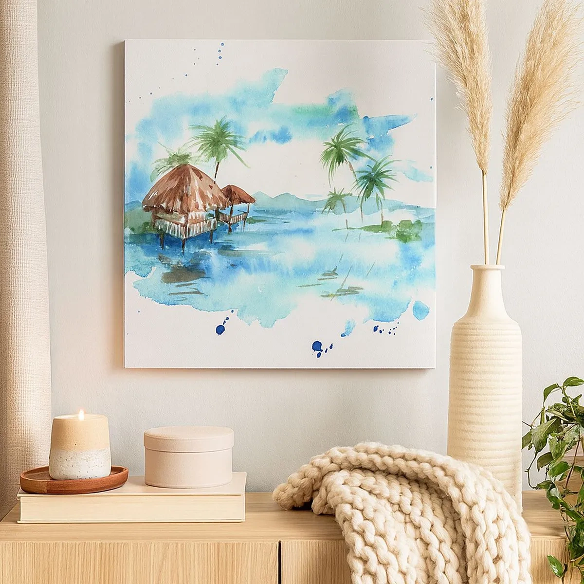 Lærredstryk - Billede på lærred - Et sted i Stillehavet - 30x30 cm