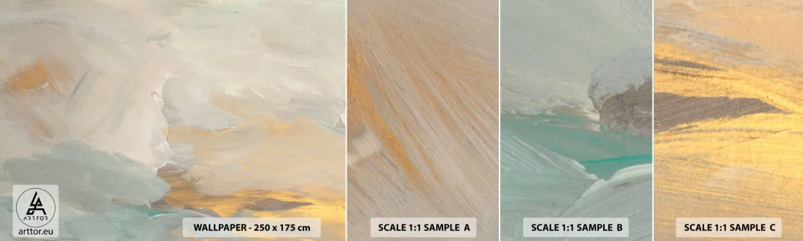 Prøve Fototapet Selvklæbende Deluxe Sticker - Abstraktion - blidhedens land - Stykke, Lyse, Minimalistisk - 100x30 cm