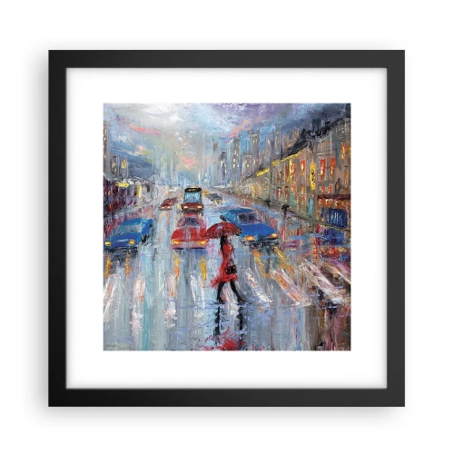 Plakat i sort ramme - Regnfuld eftermiddag i byen - 30x30 cm