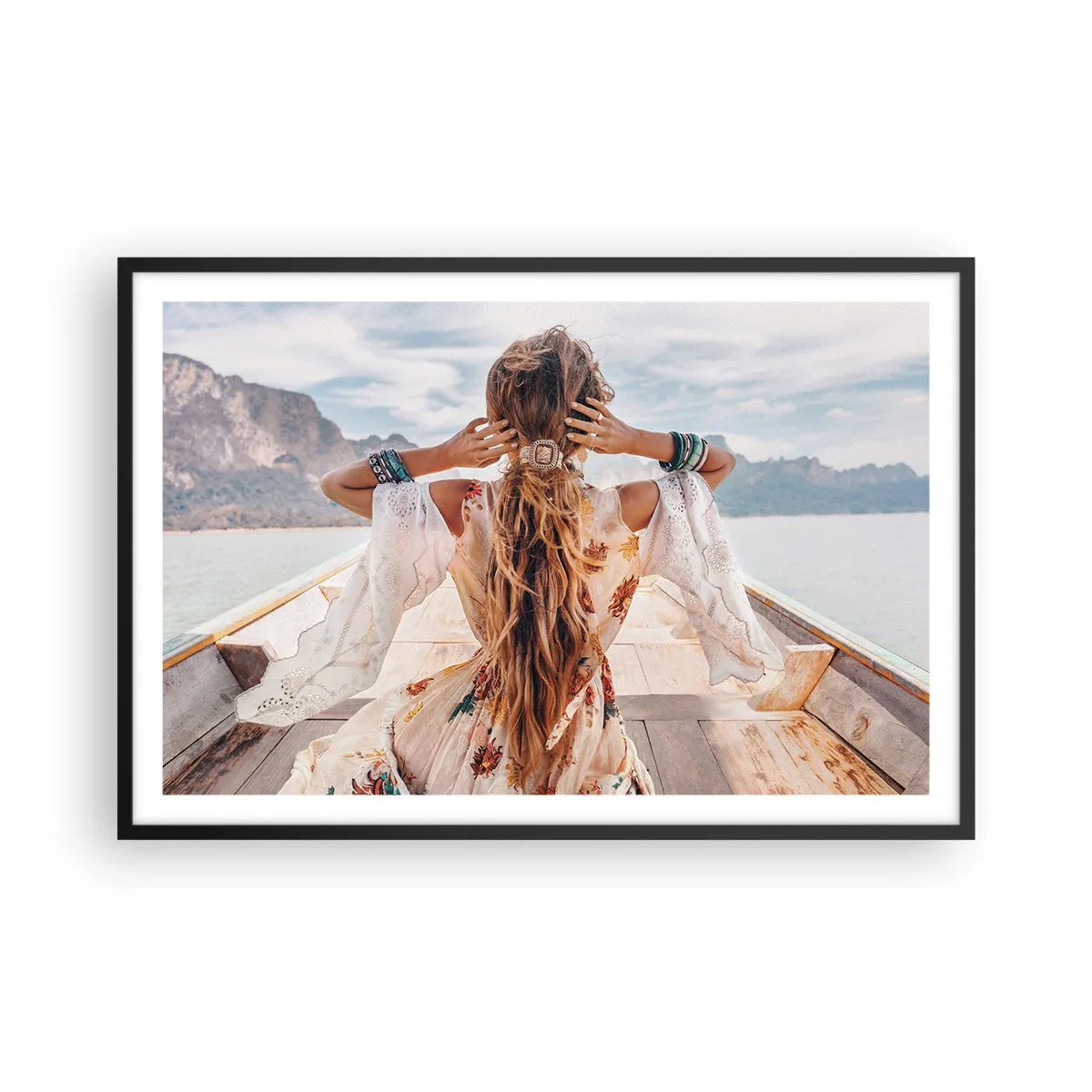 Plakat i sort ramme - På vej mod lykken - 91x61 cm