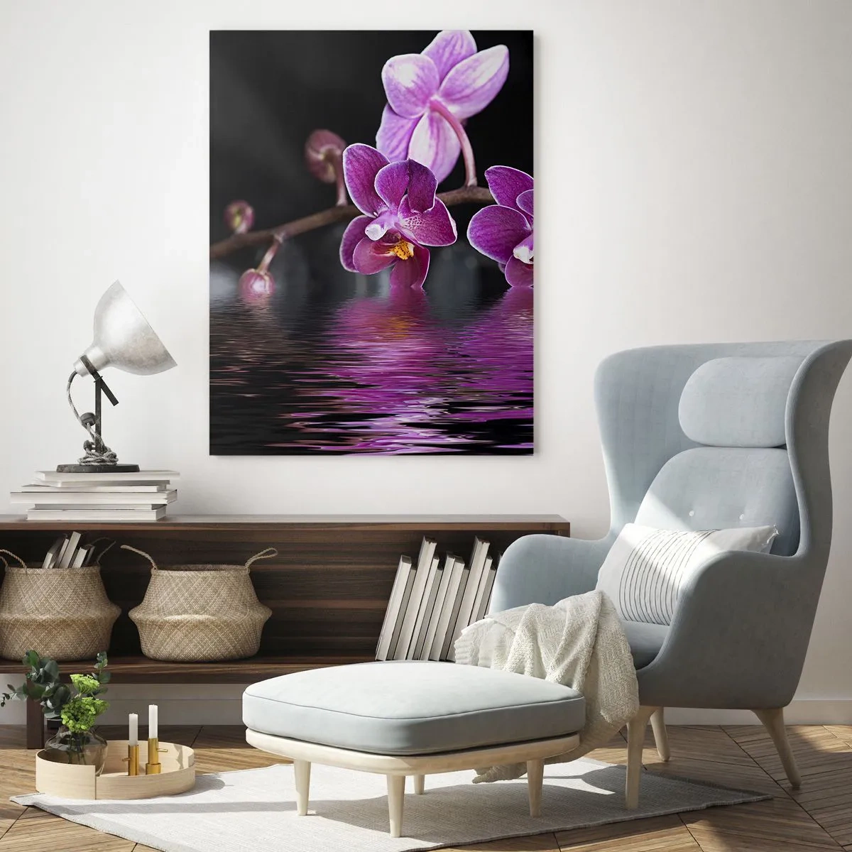 Billede på glas - En lilla afspejling af skønhed - 50x70 cm