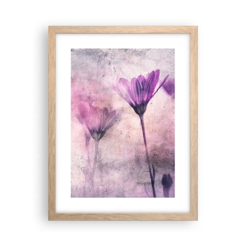 Plakat i ramme af lyst egetræ - En drøm af blomster - 30x40 cm