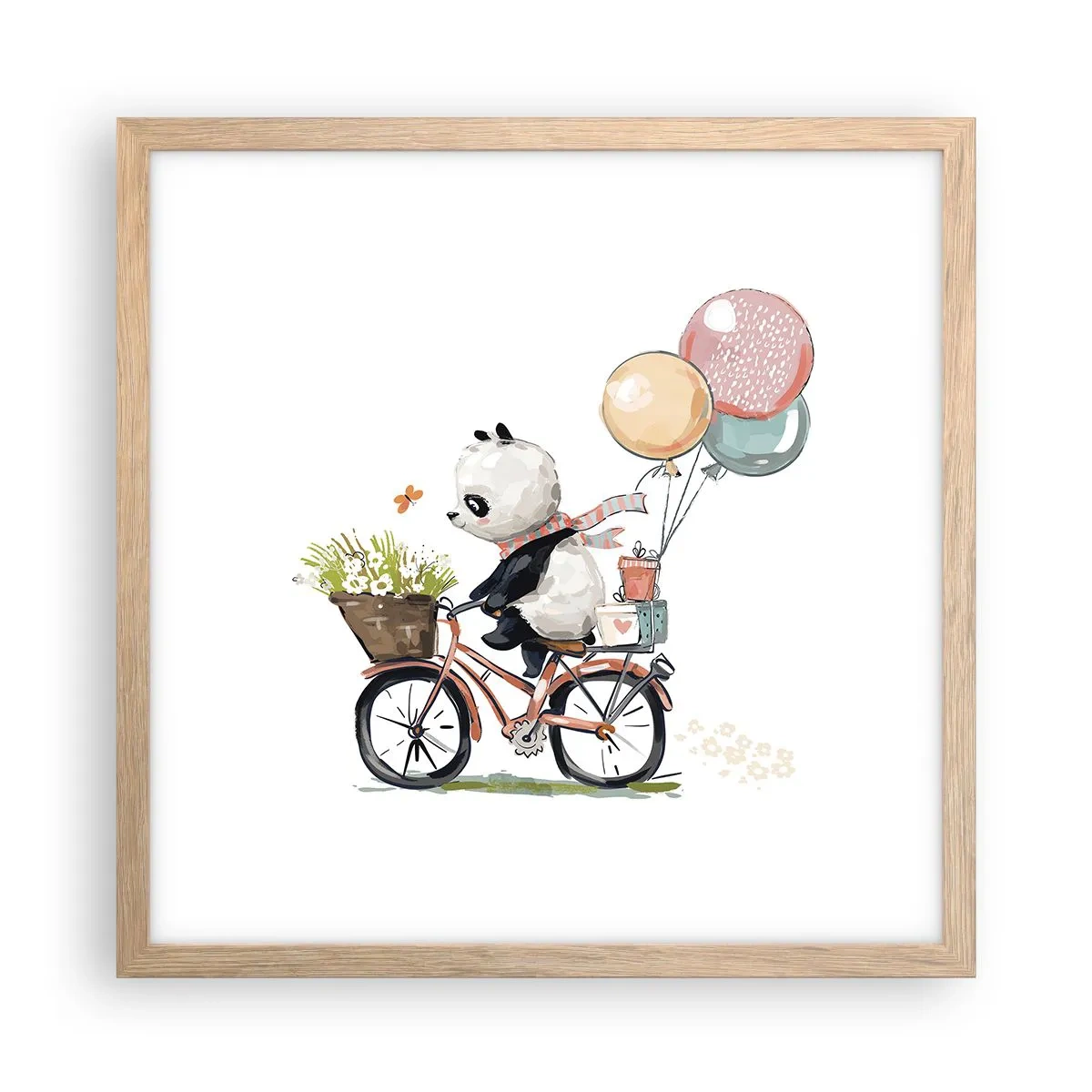 Plakat i ramme af lyst egetræ - Glædelig dag - 40x40 cm