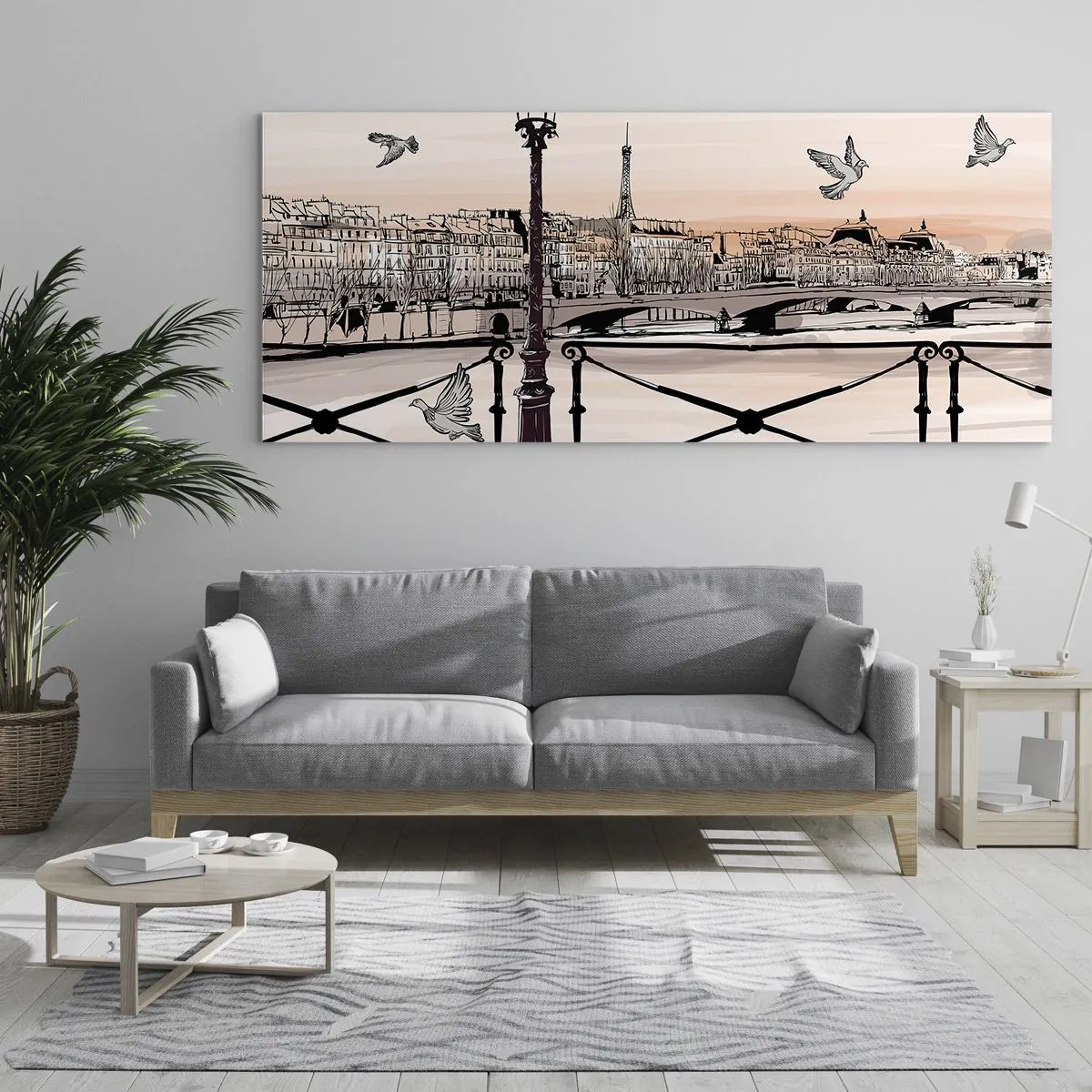 Billede på glas - Over Paris' hustage - 90x30 cm