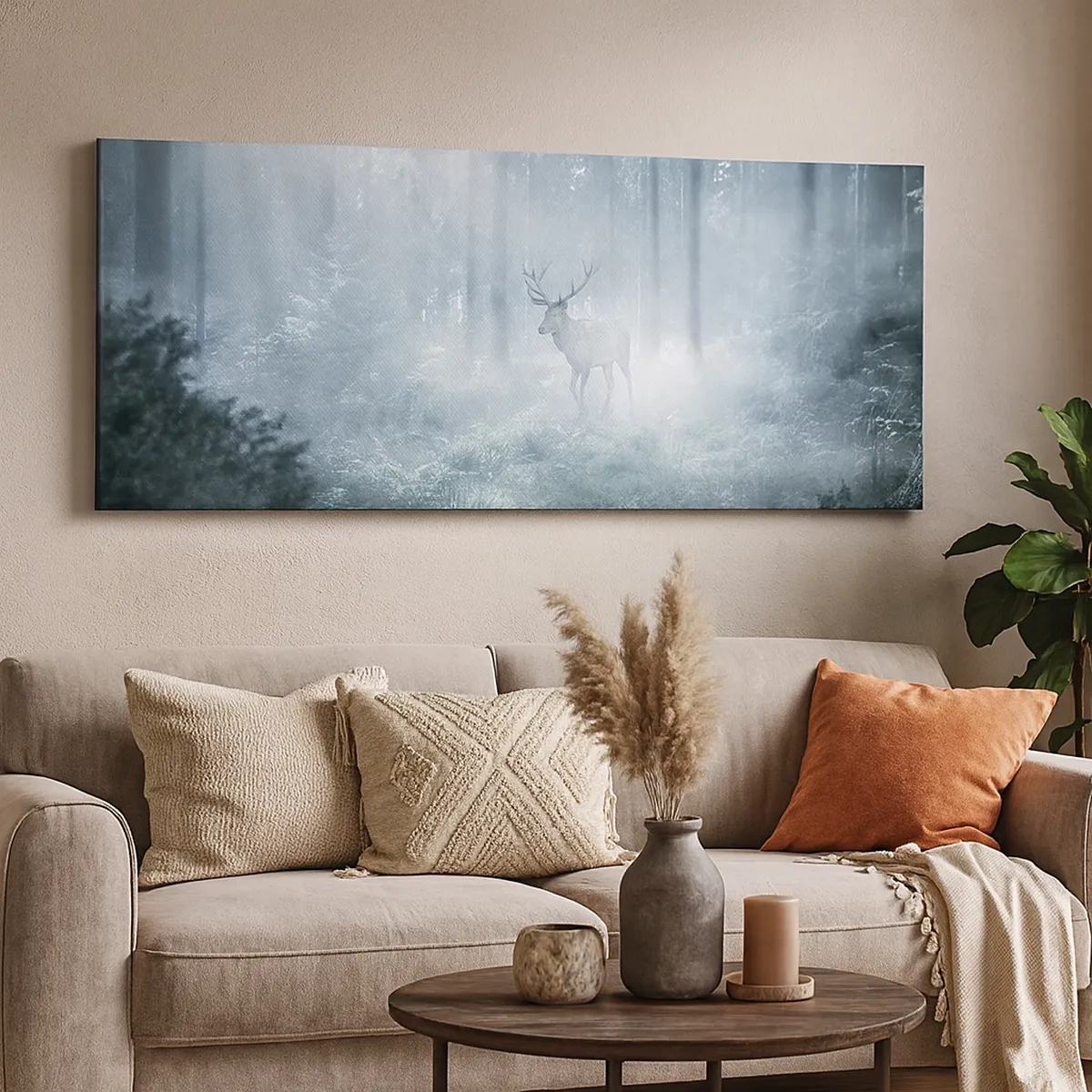 Lærredstryk - Billede på lærred - Morgenvandring rundt på godset - 30x30 cm