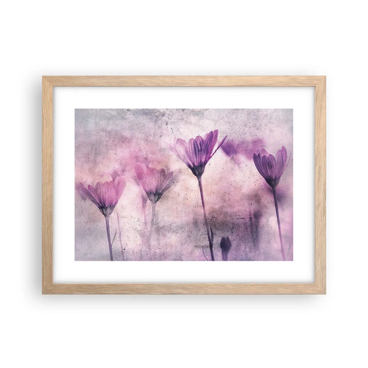 Plakat i ramme af lyst egetræ - En drøm af blomster - 40x30 cm