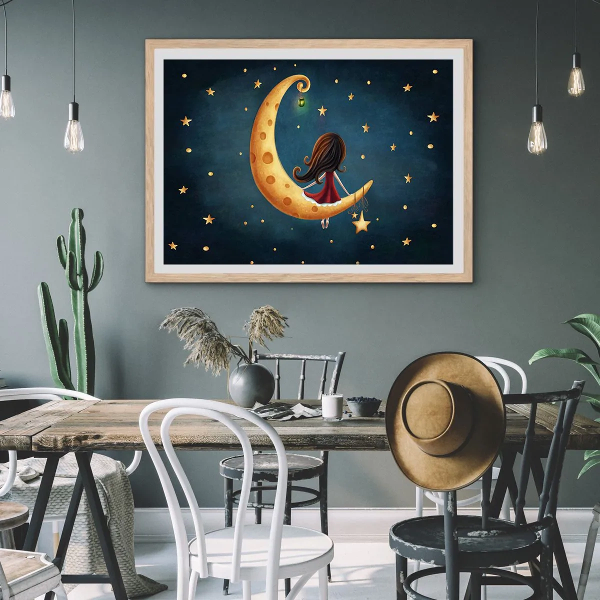 Plakat i ramme af lyst egetræ - Der var engang... - 100x70 cm