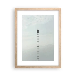 Plakat i ramme af lyst egetræ - Stig yderligere - 30x40 cm