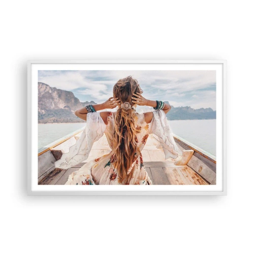 Plakat i hvid ramme - På vej mod lykken - 91x61 cm