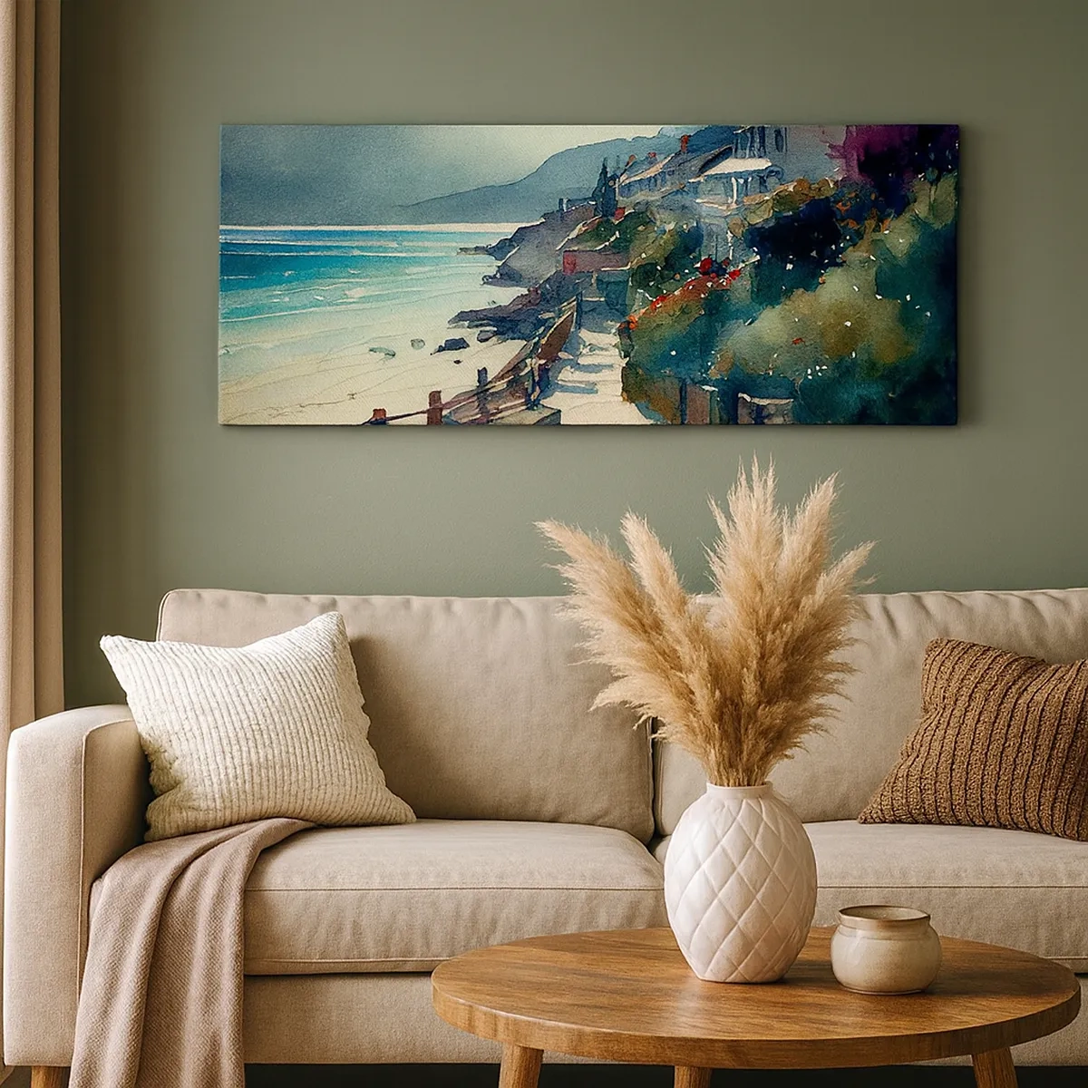 Lærredstryk - Billede på lærred - Middelhavsby - 30x30 cm